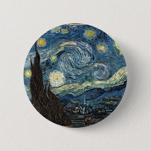 Sterrennacht van Vincent Van Gogh Ronde Button 5,7 Cm (Voorkant)