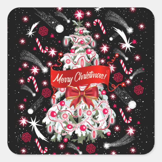 Sterrennacht Vierkante Sticker (Voorkant)