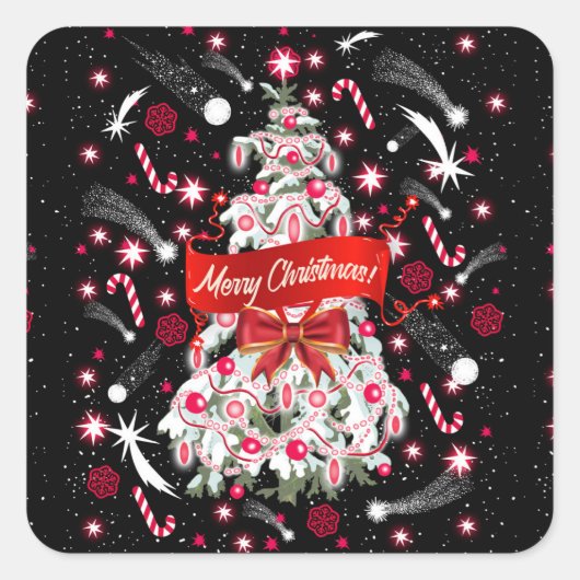 Sterrennacht Vierkante Sticker (Voorkant)