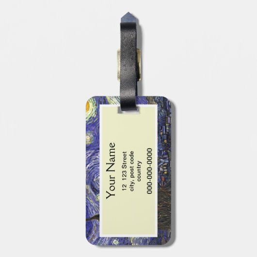 Sterrennacht, Vincent Van Gogh. Bagagelabel (Achterkant verticaal)