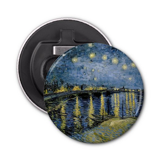 Sterrennacht Vincent van Gogh Button Flesopener (Voorkant)