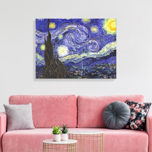 Sterrennacht, Vincent Van Gogh. Canvas Afdruk (Insitu (Woonkamer))