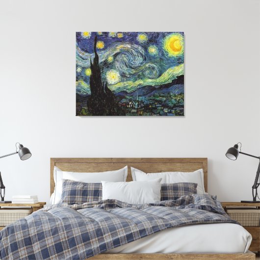 Sterrennacht Vincent van Gogh Canvas Afdruk (Insitu (Slaapkamer))