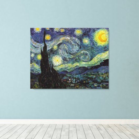 Sterrennacht Vincent van Gogh Canvas Afdruk (Insitu (Houten vloer))
