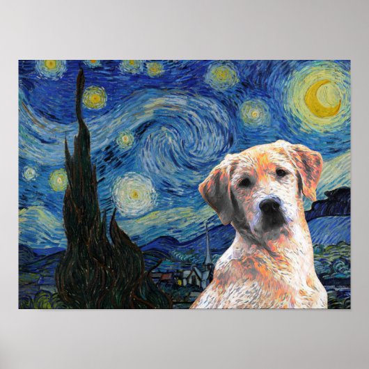 Sterrennacht Vincent Van Gogh Cute Labrador Dog Poster (Voorkant)