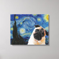 Sterrennacht Vincent Van Gogh Cute Pug Dog
