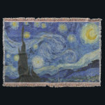 Sterrennacht Vincent van Gogh Deken<br><div class="desc">Dit prachtige kunstontwerp shows Nederlandse post-Impressionistische schilder Vincent van Gogh's beroemde schilderij "De Sterrennacht". Van Gogh schilderde tijdens zijn verblijf in het asiel van Saint Remy in de jaren tachtig de rolheuvels en de cyperbomen die hij uit zijn raam zag. Hij voegde ook het dorp toe, dat hij niet uit...</div>