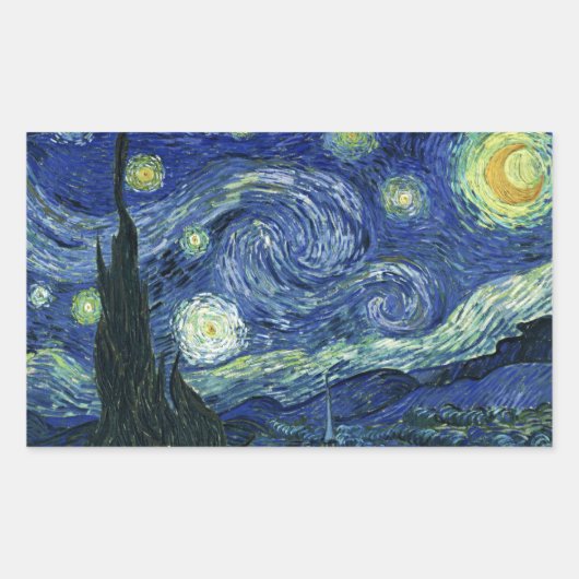 Sterrennacht Vincent van Gogh Fine Art Painting Rechthoekige Sticker (Voorkant)