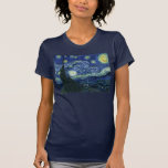 Sterrennacht Vincent van Gogh Fine Art Painting T-shirt<br><div class="desc">Vincent van Gogh (Nederlands, 1853 - 1890) Sterrennacht, 1889, Oil on canvas Unframed: 73 × 92 cm (28, 7 × 36, 2 inch) Dit schilderij toont het uitzicht uit het oostwaarts gerichte raam van de asielkamer van Van Gogh op Saint-Rémy-de-Provence, en voegt er aan toe geïdealiseerd dorp. Het is sinds...</div>