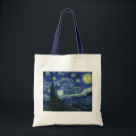 Sterrennacht Vincent van Gogh Fine Art Painting Tote Bag<br><div class="desc">Vincent van Gogh (Nederlands, 1853 - 1890) Sterrennacht, 1889, Oil on canvas Unframed: 73 × 92 cm (28, 7 × 36, 2 inch) Dit schilderij toont het uitzicht uit het oostwaarts gerichte raam van de asielkamer van Van Gogh op Saint-Rémy-de-Provence, en voegt er aan toe geïdealiseerd dorp. Het is sinds...</div>