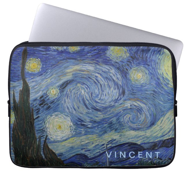 Sterrennacht Vincent van Gogh gepersonaliseerd Laptop Sleeve (Voorkant)