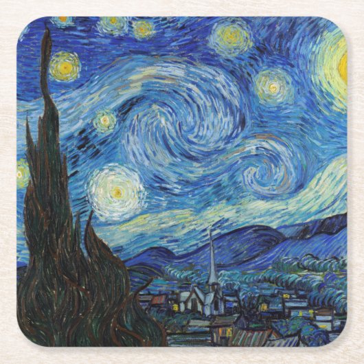 Sterrennacht Vincent van Gogh Kartonnen Onderzetters (Voorkant)