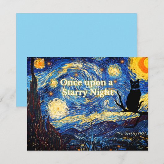 Sterrennacht Vincent van Gogh Kat Wenskaart Bedankkaart (Voorkant / Achterkant)
