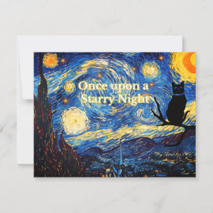 Sterrennacht Vincent van Gogh Kat Wenskaart Bedankkaart