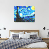Sterrennacht Vincent Van Gogh levendig schilderij Canvas Afdruk (Insitu (Slaapkamer))