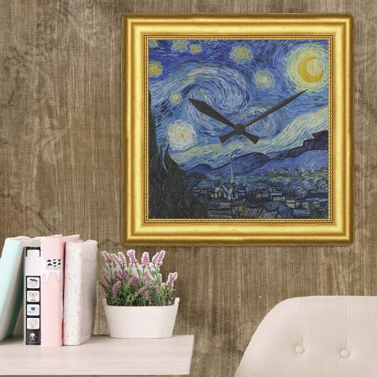 Sterrennacht, Vincent Van Gogh omhuld Vierkante Klok