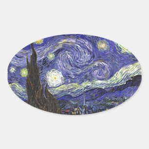 Sterrennacht, Vincent Van Gogh. Ovale Sticker