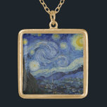 Sterrennacht Vincent van Gogh Painting Goud Vergulden Ketting<br><div class="desc">Dit mooie, mooie kunstontwerp shows Nederlandse postpressionistische schilder Vincent van Gogh's beroemde schilderij "De Sterrennacht". Van Gogh schilderde tijdens zijn verblijf in het asiel van Saint Remy in de jaren tachtig de rolheuvels en de cyperbomen die hij uit zijn raam zag. Hij voegde ook het dorp toe, dat hij niet...</div>