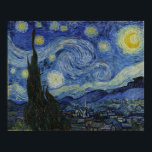 Sterrennacht Vincent van Gogh Painting Poster<br><div class="desc">Dit prachtige kunstontwerp shows Nederlandse post-Impressionistische schilder Vincent van Gogh's beroemde schilderij "De Sterrennacht". Van Gogh schilderde tijdens zijn verblijf in het asiel van Saint Remy in de jaren tachtig de rolheuvels en de cyperbomen die hij uit zijn raam zag. Hij voegde ook het dorp toe, dat hij niet uit...</div>
