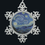 Sterrennacht Vincent van Gogh Tin Sneeuwvlok Ornament<br><div class="desc">Dit mooie, mooie kunstontwerp shows Nederlandse postpressionistische schilder Vincent van Gogh's beroemde schilderij "De Sterrennacht". Van Gogh schilderde tijdens zijn verblijf in het asiel van Saint Remy in de jaren tachtig de rolheuvels en de cyperbomen die hij uit zijn raam zag. Hij voegde ook het dorp toe, dat hij niet...</div>