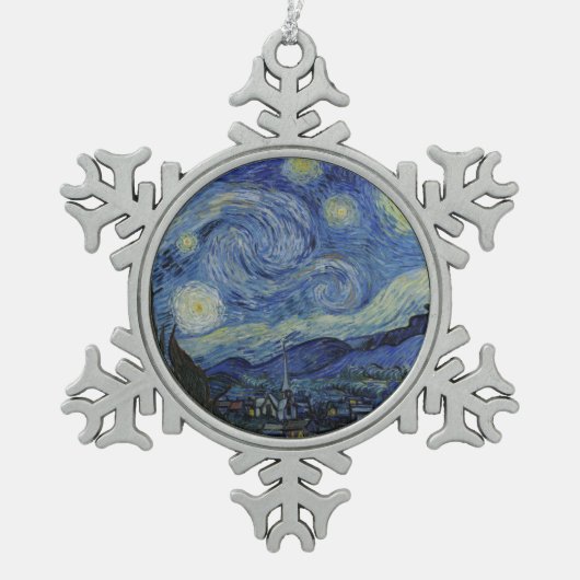 Sterrennacht Vincent van Gogh Tin Sneeuwvlok Ornament (Voorkant)