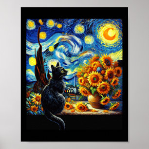 Sterrennacht Vincent Van Gogh Zonnebloemen Kattenl Poster