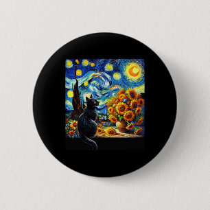 Sterrennacht Vincent Van Gogh Zonnebloemen Kattenl Ronde Button 5,7 Cm