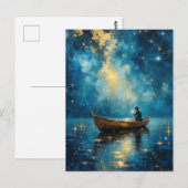 Sterrennacht vissersboot briefkaart (Voorkant / Achterkant)