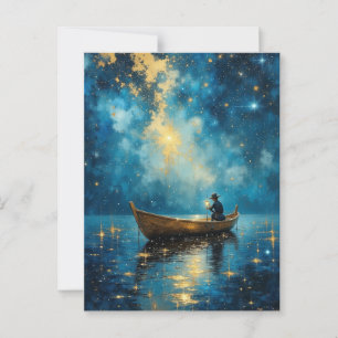Sterrennacht vissersboot briefkaart