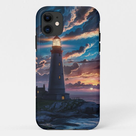 Sterrennacht vuurtoren Case-Mate iPhone case (Achterkant)