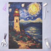 Sterrennacht Vuurtoren Schilderij Decoupage Tissuepapier (Craft)