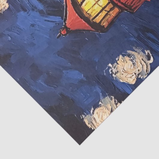 Sterrennacht Vuurtoren Schilderij Decoupage Tissuepapier (Detail)