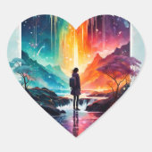 Sterrennacht Wanderlust: een grillig avontuur Hart Sticker (Voorkant)
