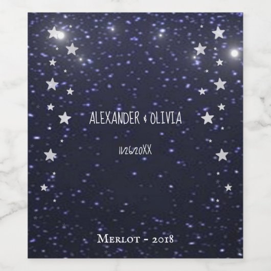 Sterrennacht Weddenschap Wijn Label Wijn Etiket (Enkel label)