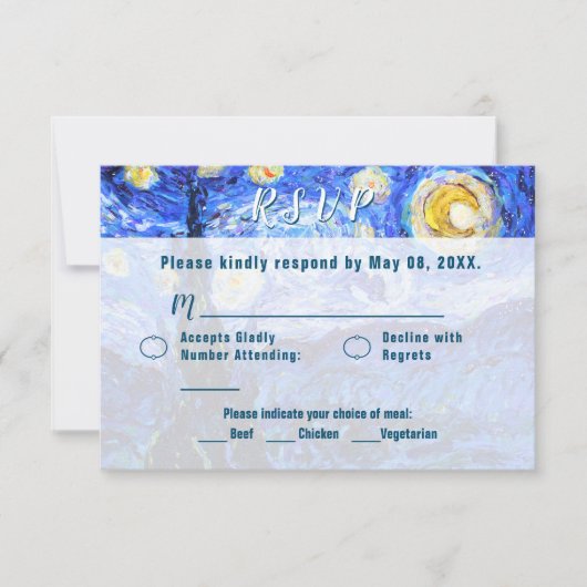 Sterrennacht Wedding RSVP Aangepaste uitnodigingsk Kaart (Voorkant)