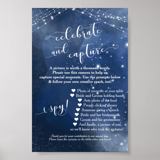 Sterrennacht Wegwerp Camera Instructiebord Poster (Voorkant)