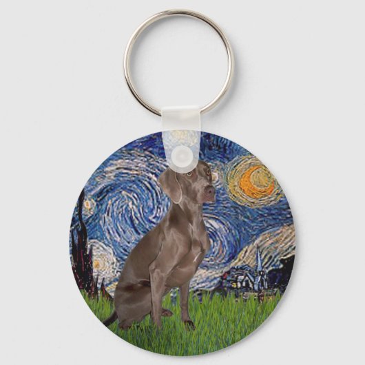 Sterrennacht - Weimaraner (Z) Sleutelhanger (Voorkant)