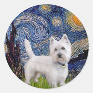 Sterrennacht - Westie 10 (L) Ronde Sticker