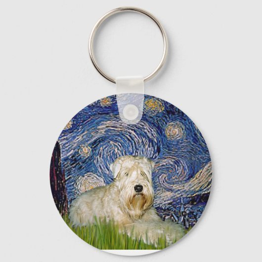 Sterrennacht - Wheaten Terrier 1 Sleutelhanger (Voorkant)