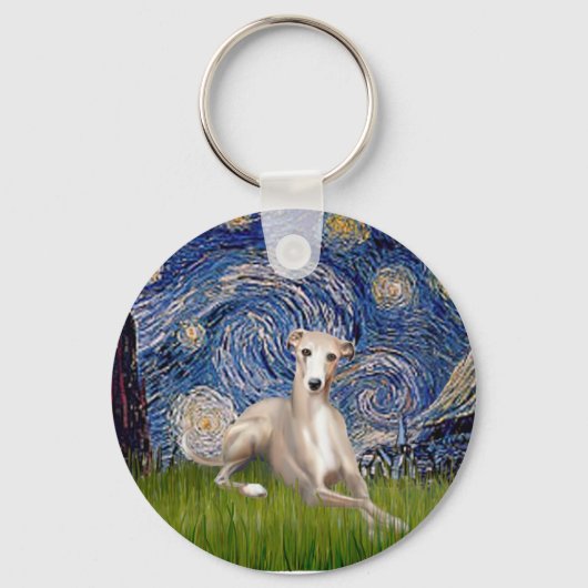 Sterrennacht - Whippet #2 Sleutelhanger (Voorkant)