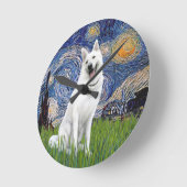 Sterrennacht - White German Shepherd Ronde Klok (Hoek)
