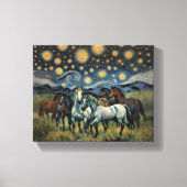 Sterrennacht wilde paarden canvas afdruk (Voorkant)