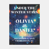 Sterrennacht Winter Huwelijk Welkom Acryl Bord (Voorkant)