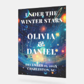 Sterrennacht Winter Huwelijk Welkom Acryl Bord (Hoek)