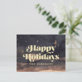 Sterrennacht Winter Sky Modern Elegant Chic Feestdagenkaart (Staand voorkant)