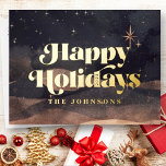Sterrennacht Winter Sky Modern Elegant Chic Folie Feestdagen Briefkaart<br><div class="desc">Het ontwerp bestaat uit een starry night winter sky background met  stijl vet serif Beschikbaar hier: http://www.zazzle.com/store/selectpartysupplies</div>