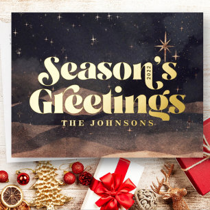 Sterrennacht Winter Sky Modern Elegant Chic Folie Feestdagen Briefkaart