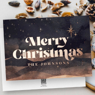 Sterrennacht Winter Sky Modern Elegant Chic Folie Feestdagenkaart