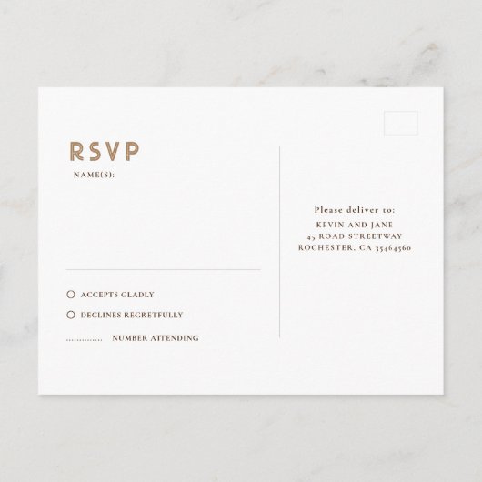 Sterrennacht Wit en Goud Bruiloft RSVP Briefkaart (Achterkant)