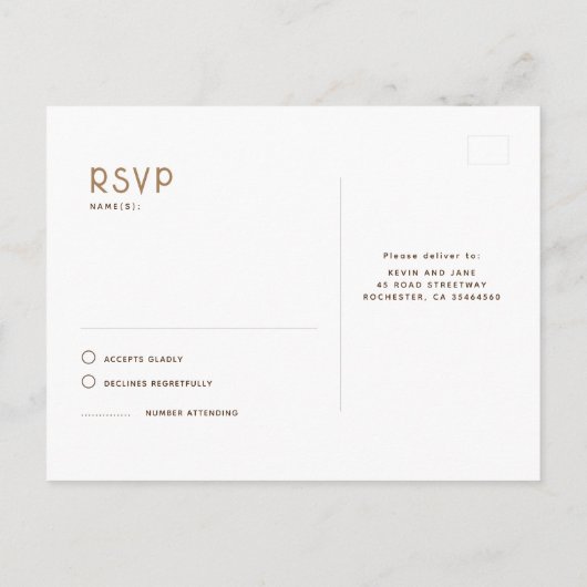 Sterrennacht Wit en Goud Bruiloft RSVP Briefkaart (Achterkant)